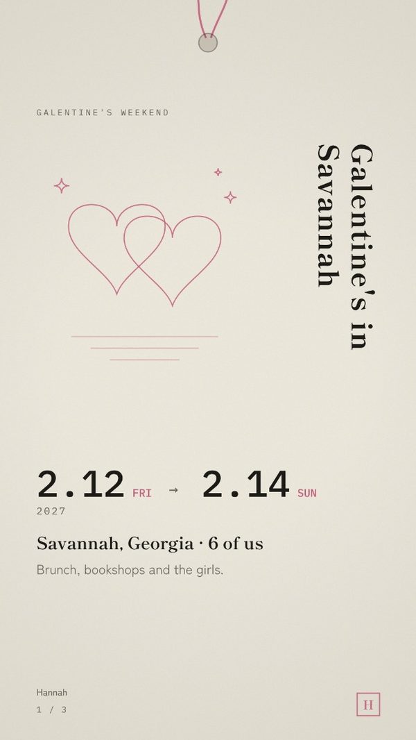 Cover of the Galentine's Weekend Itinerary