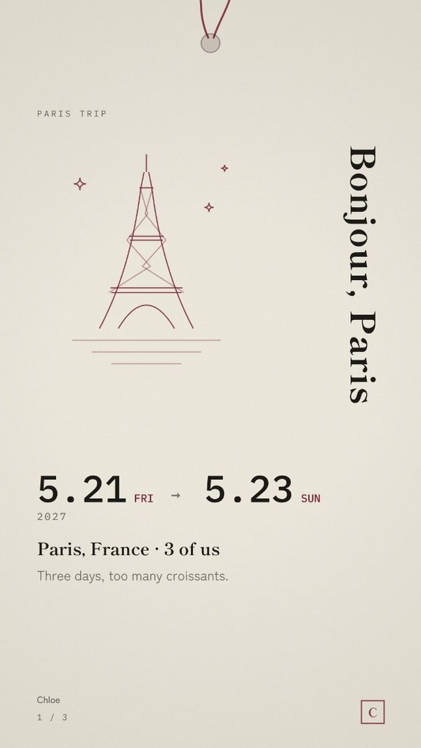 Cover of the Paris Trip Itinerary