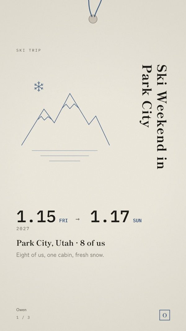 Cover of the Ski Trip Itinerary